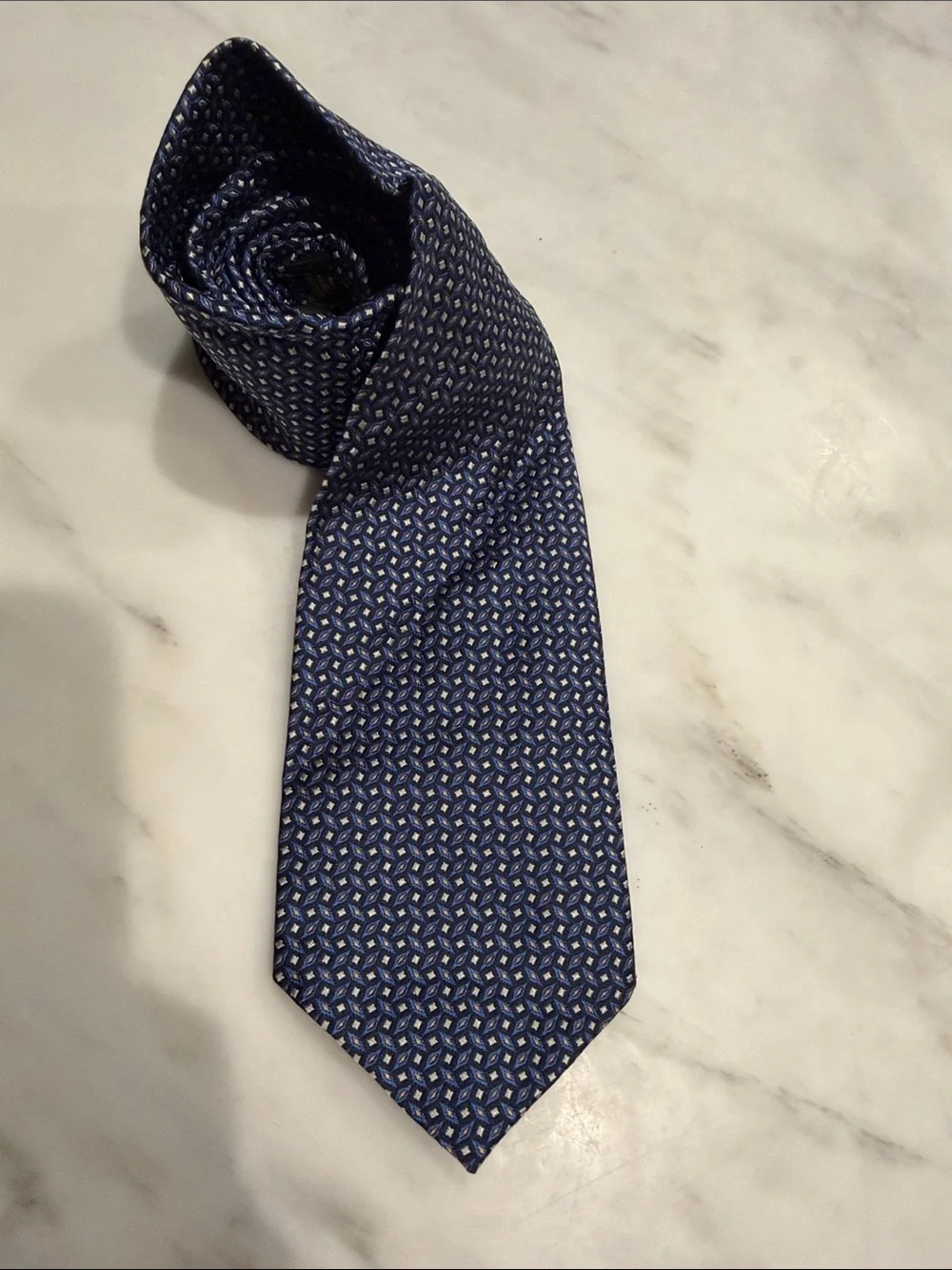 Ralph Lauren Lauren Men's Navy Micro-Pattern Silk Tie made in USA